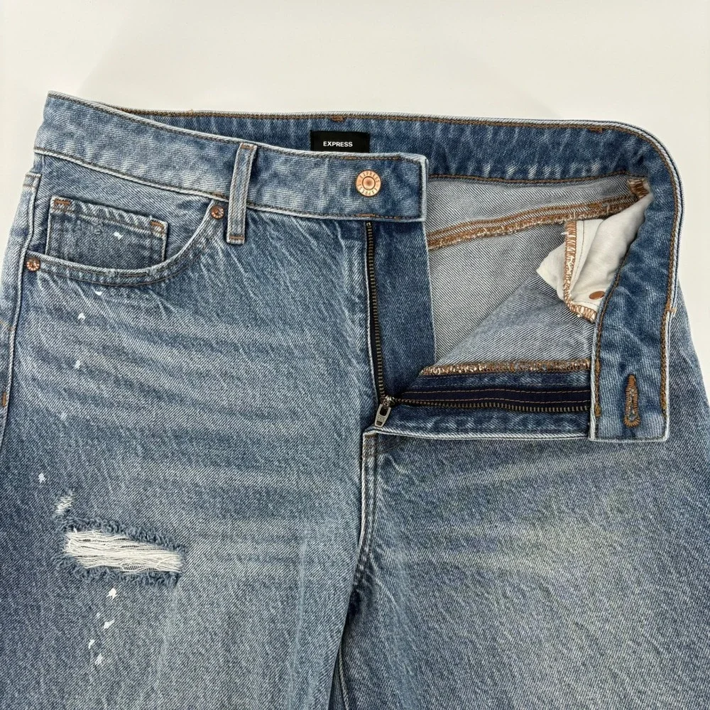 Express Women Straight‎ Ankle High Rise Stretch Jeans Light Wash Size 8R